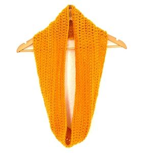 Mustard yellow crochet infinity scarf handmade